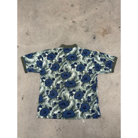 Vintage Rainforest Cafe Hawaiian Polo Shirt Mens M Blue Floral Print - Picture 2 of 3
